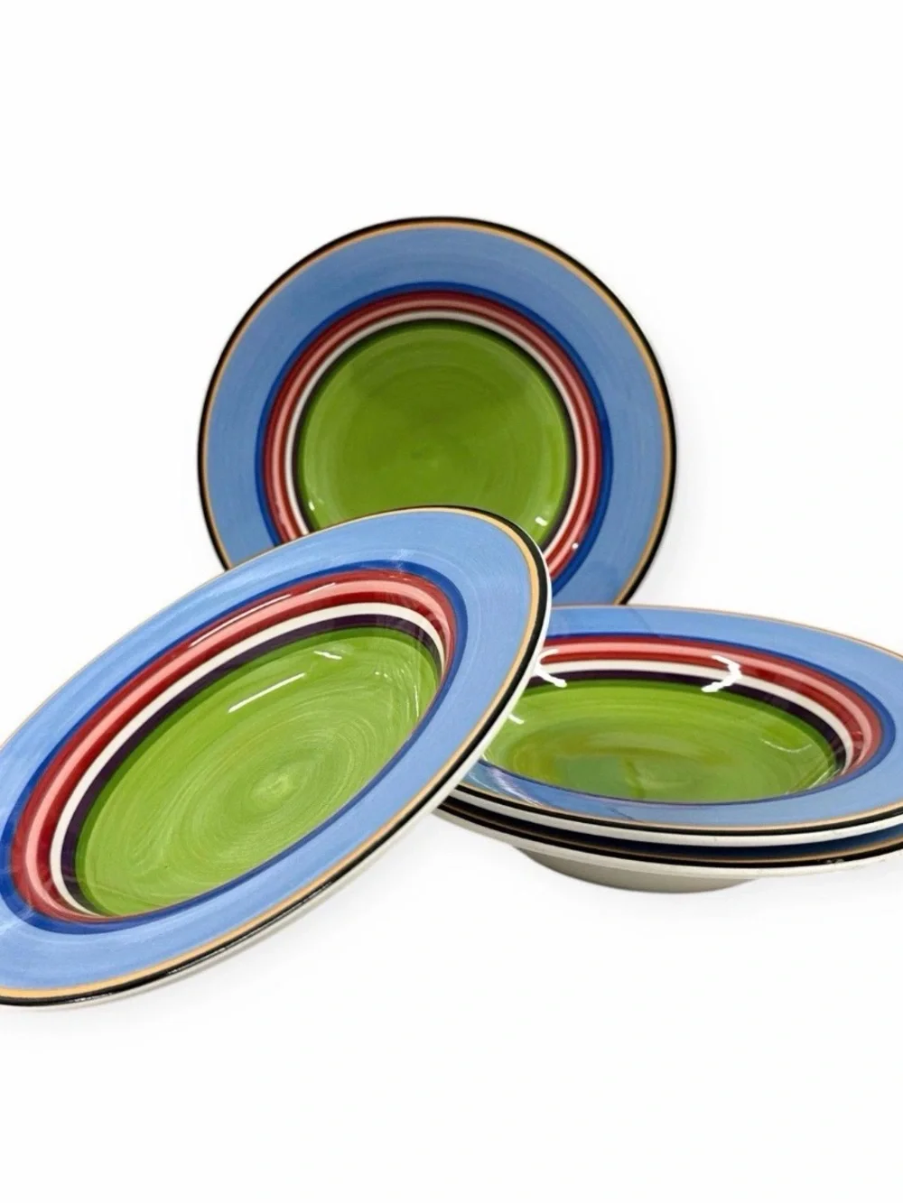 Vintage Salsa by Block 8 3/4” Rim Soup Bowls Multicolor Stripes Set of 4